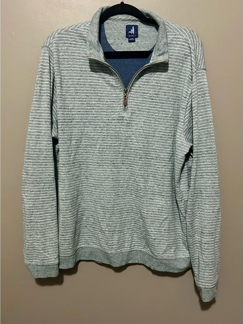 johnnie-O Heather Gray Striped Quarter-Zip Pullover